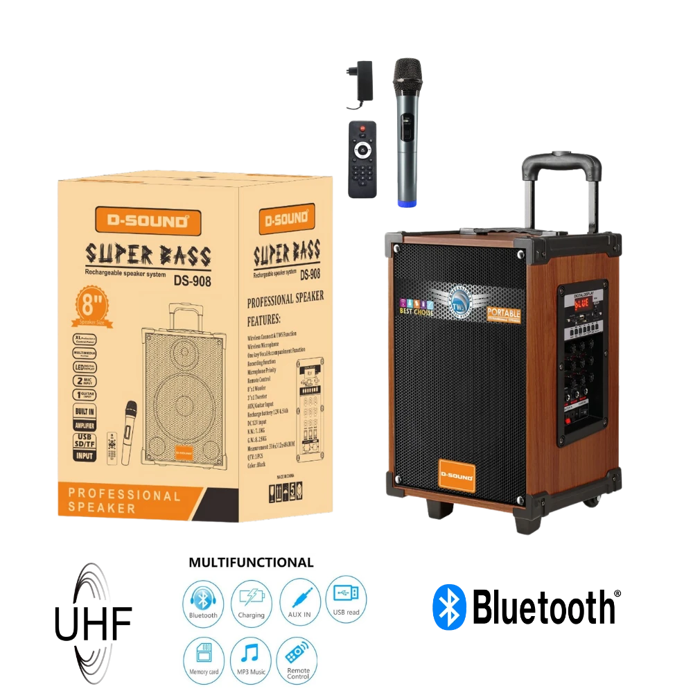 Ds-908 3 Kanal Taşınabilir Şarjlı Hoparlör detay