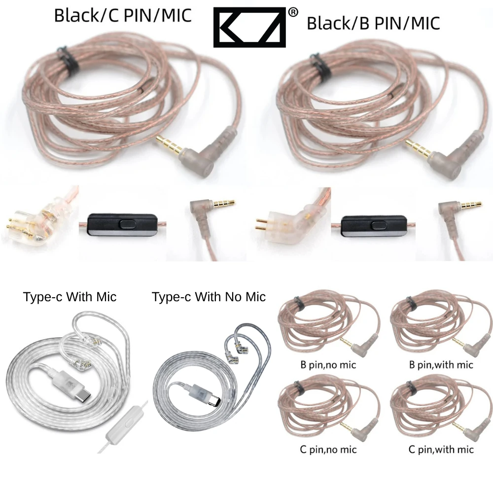KZ EDX Uyumlu Type-c/Aux mikrofonlu/mikrofonsuz kablo