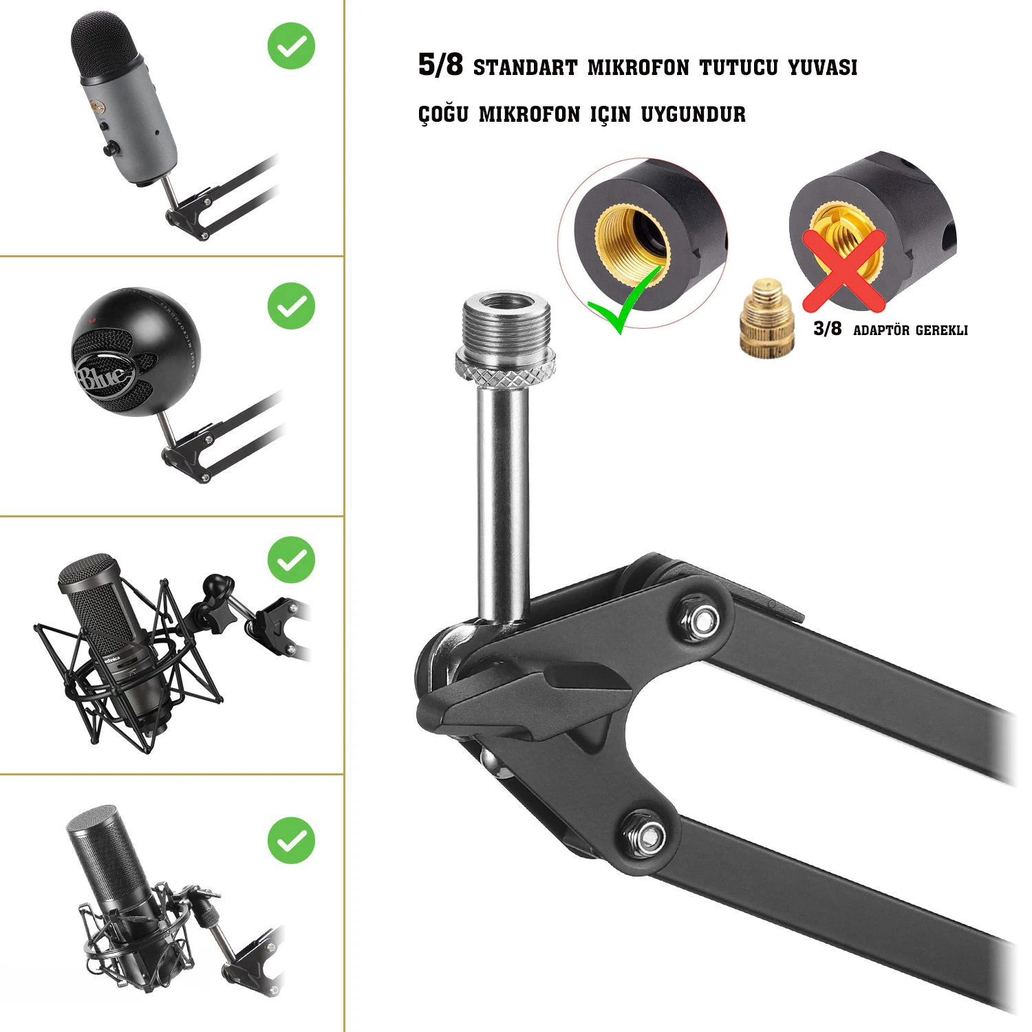 D-Stand Rs-39 50Cm Kablolu Recording Microphone Stand detay