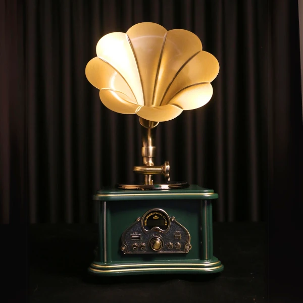 Müller Md-88 Dekoratif Bluetooth Gramofon Dark Green 220*200*400Mm detay