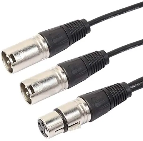 2 Erkek 1 Dişi XLR Y Çoklayıcı Kablo Aktaş Müzik