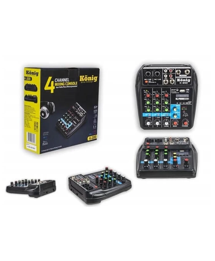 K-200 Ses Kartlı Mixer 4 Kanal Bluetooh Usb detay