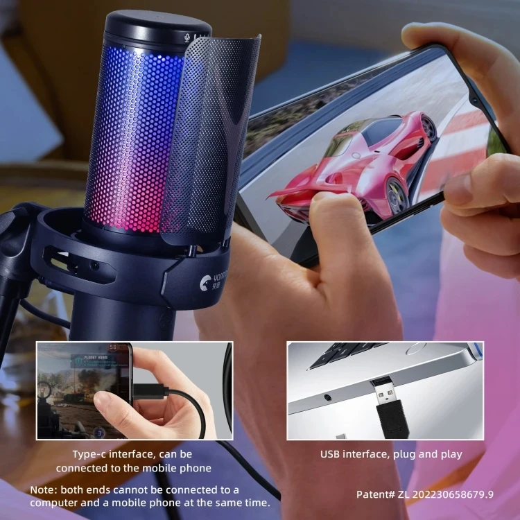 Yanmai GM7 USB Gaming Laptop Microphone with RGB Light detay