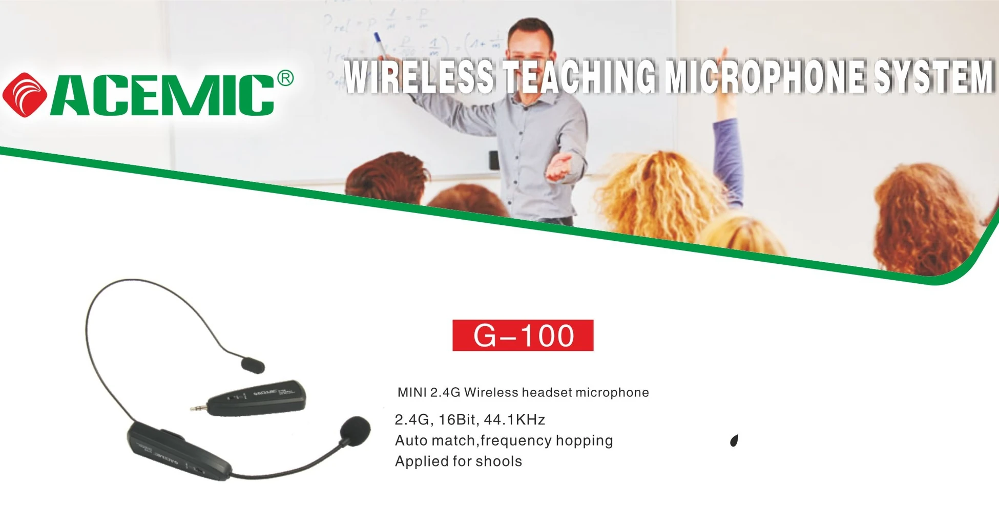 Acemic G100 Professional Mini Teaching 2 4G Wireless Hea