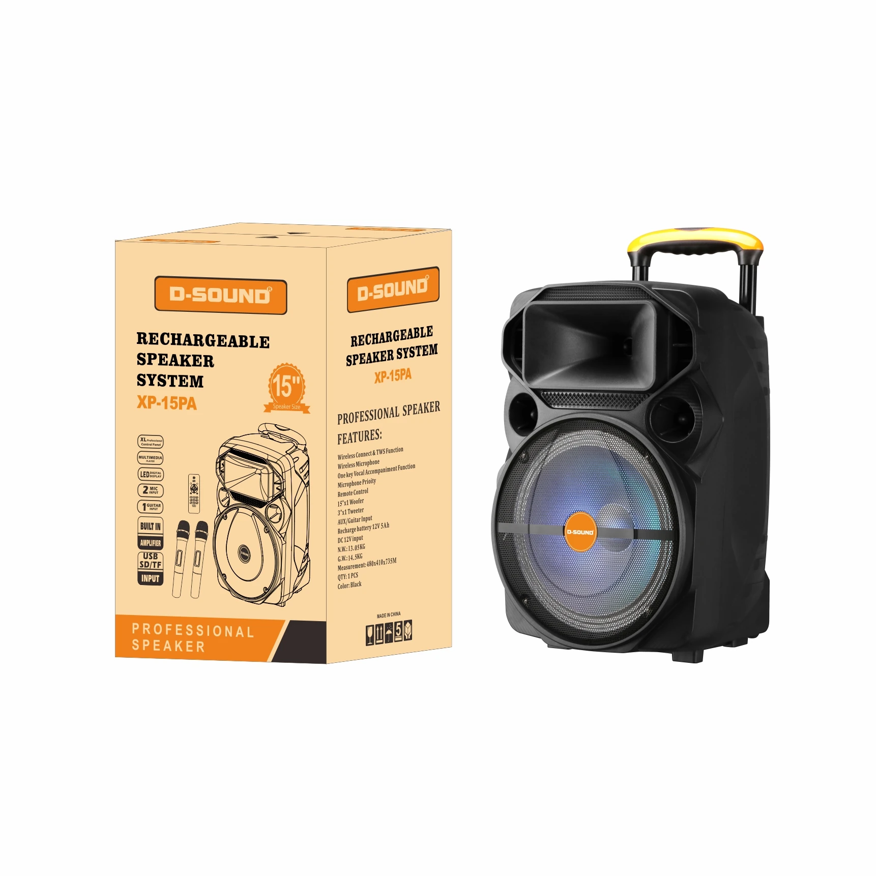 D-Sound Xp-12Pa Taşınabilir Şarjlı Hoparlör detay