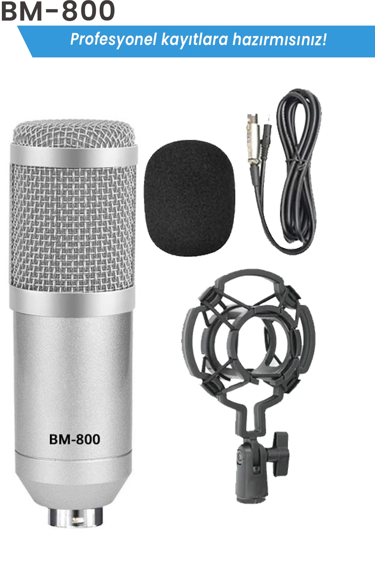 Bm800 Condenser Kayıt Youtuber Mikrofonu Gri