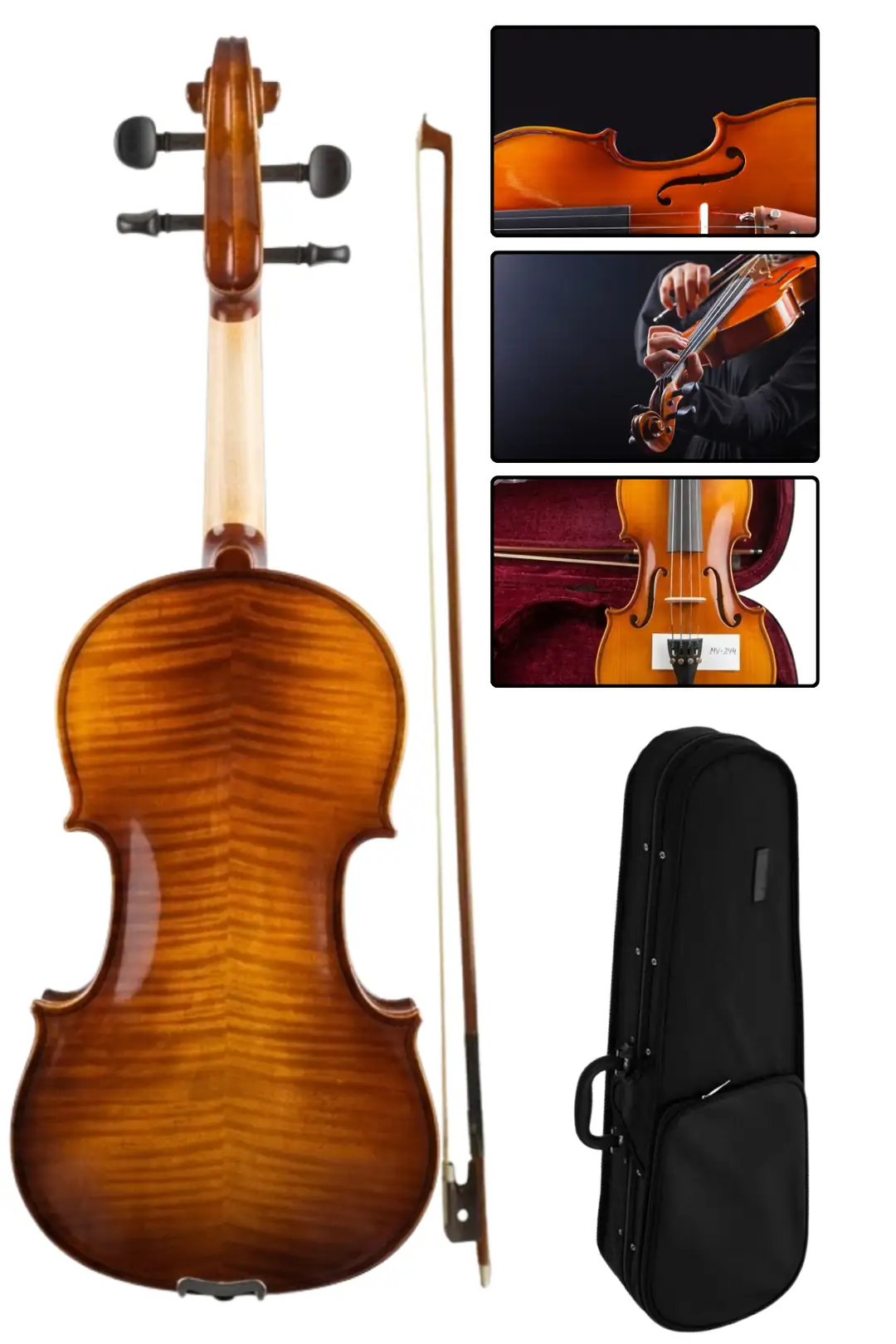 Müller Mv-144PH Parlak Cila 4/4 Keman Gövde Detayı