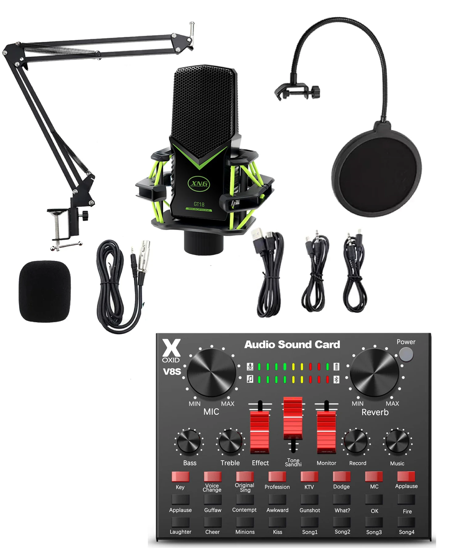 Oxid V8S Podcast Youtuber Ses Kartı Set ve Gt18