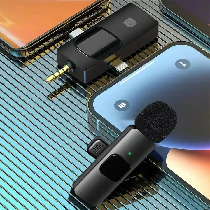 Microphone K15 Lavalier Wireless Mic For Iphone Lapel Collar microfono lavalie micro cravate sans fil Type C Mic For Android detay