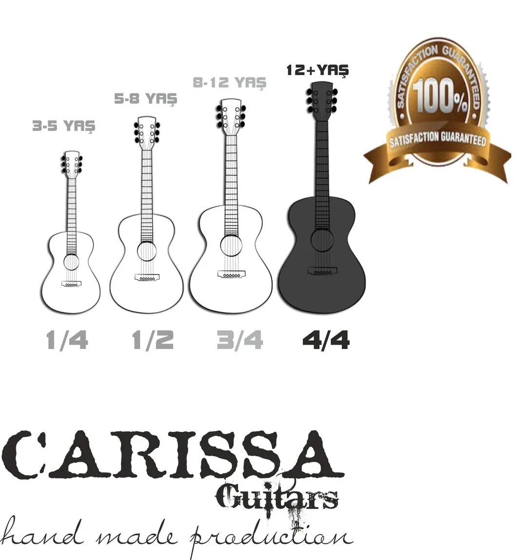 Carissa 4/4 Naturel Klasik Gitar Nikel Burgu ve Kenar Korumalı Aktaş Müzik