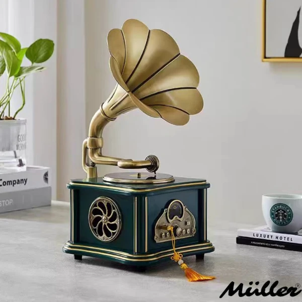 Müller Md-88 Dekoratif Bluetooth Gramofon Dark Green 220*200*400Mm
