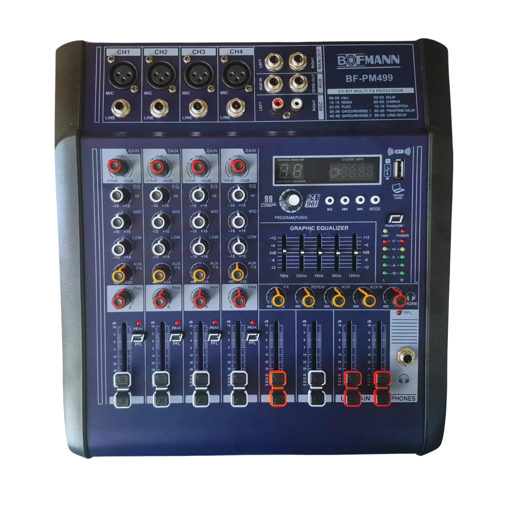 Bofmann BF PM499 4 Kanal 2x200 Watt Amfili Mikser