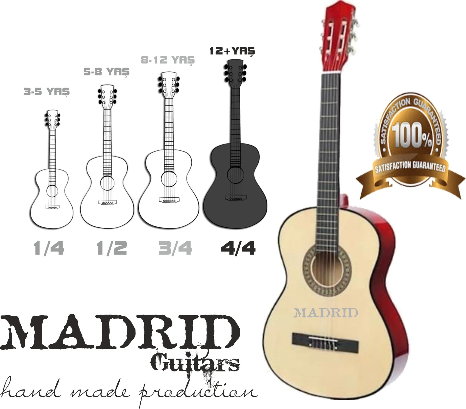 Madrid Mcg-125 Rds-Kırmızı Siyah 39 Klasik Gitar Tam Boy detay
