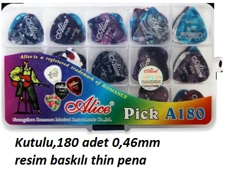 Alice Ap-180R2 İki Taraf Baskılı Renkli Gitar Pena (180 Adet )