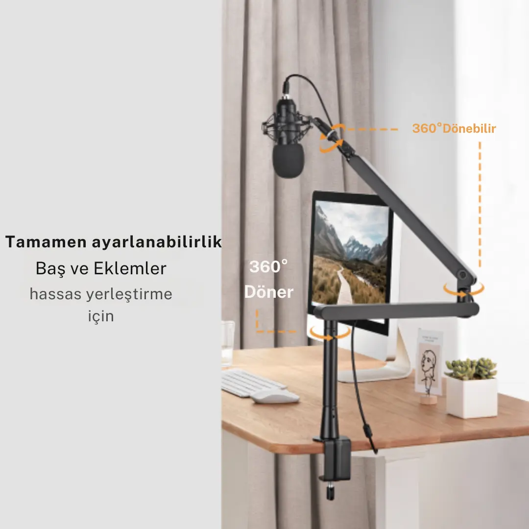 Oxid MMS-08 masa tipi yayıncı ve oyuncu mikrofon standı mafsal detayı