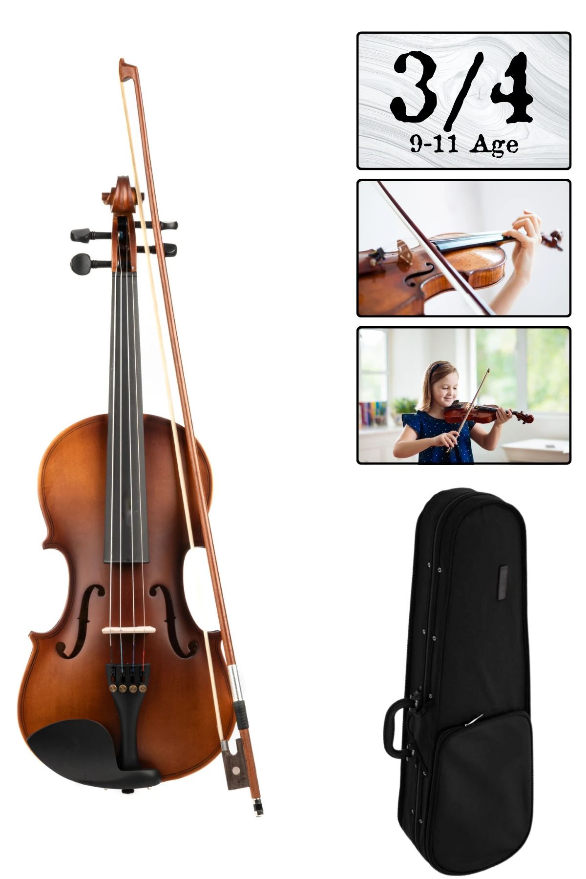 Bremen Bv-034H MAT 3/4 Lamine Ağaç Üç Çeyrek Boy Keman