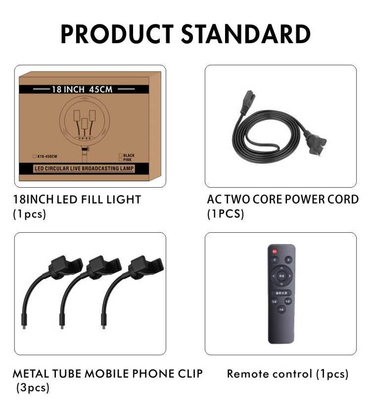 Oxid Dokunmatik Panel Uzaktan Kumanda 18Inch 45Cm Led Fill Light Photo Studio detay