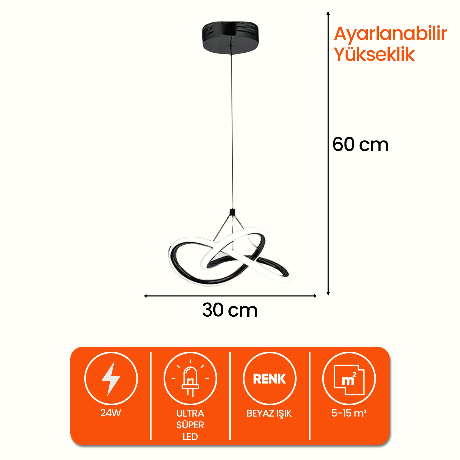 Bonana Modern Tasarım Led Sarkıt Avize - Ultra Led Beyaz Işık