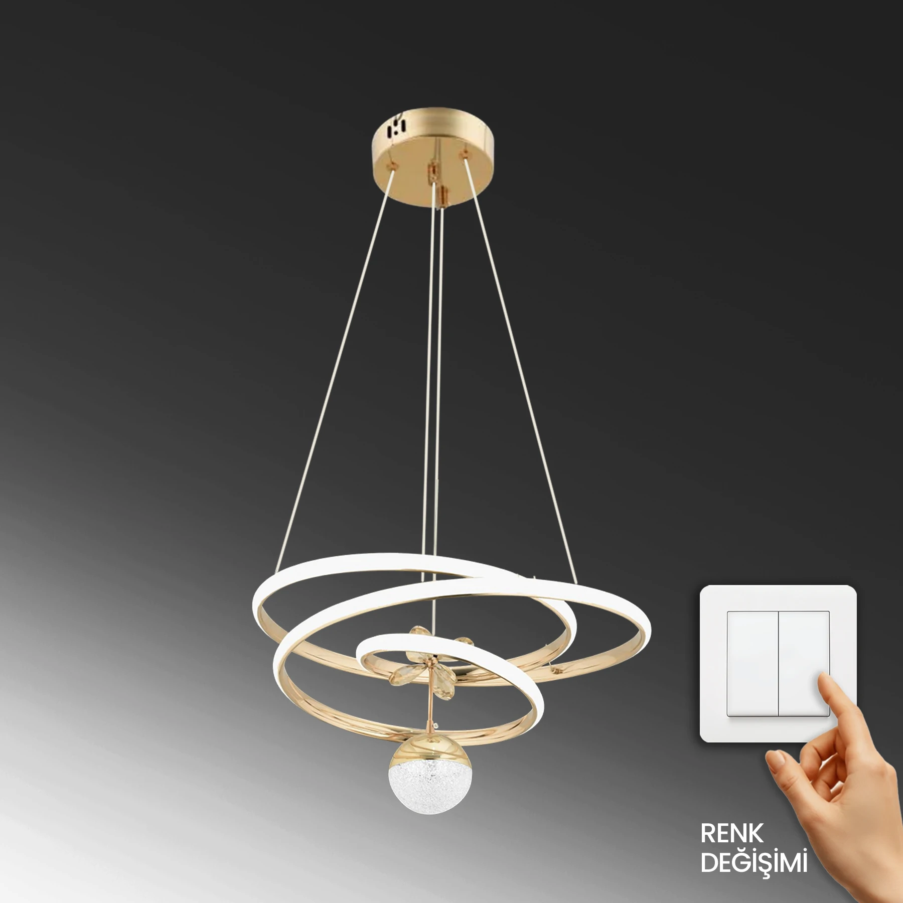 Artema Modern Özel Tasarım Sarkıt Ledli Avize - 3 Renk