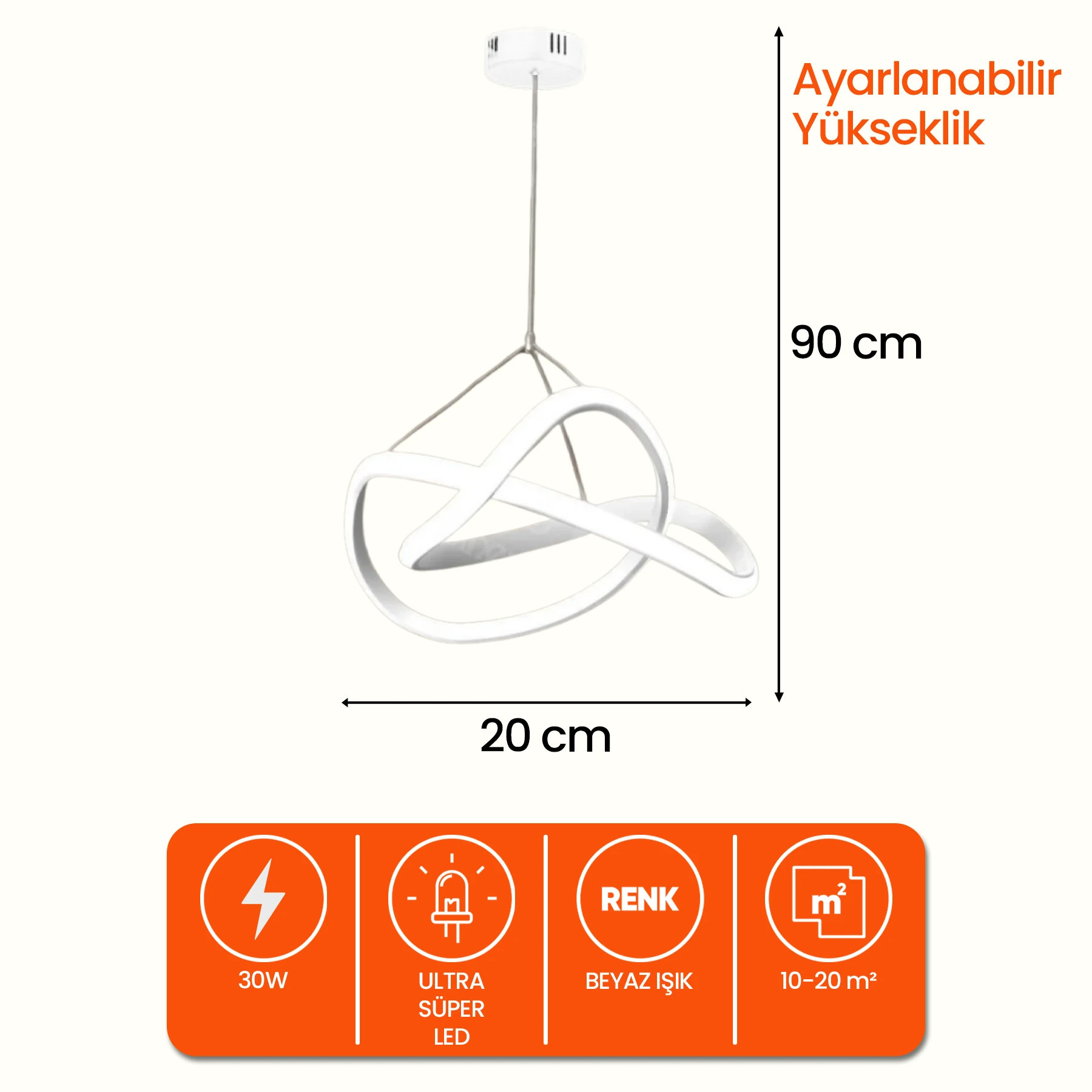 Efsira Modern Tekli Sarkıt Led Avize - Ultra Led Beyaz Işık