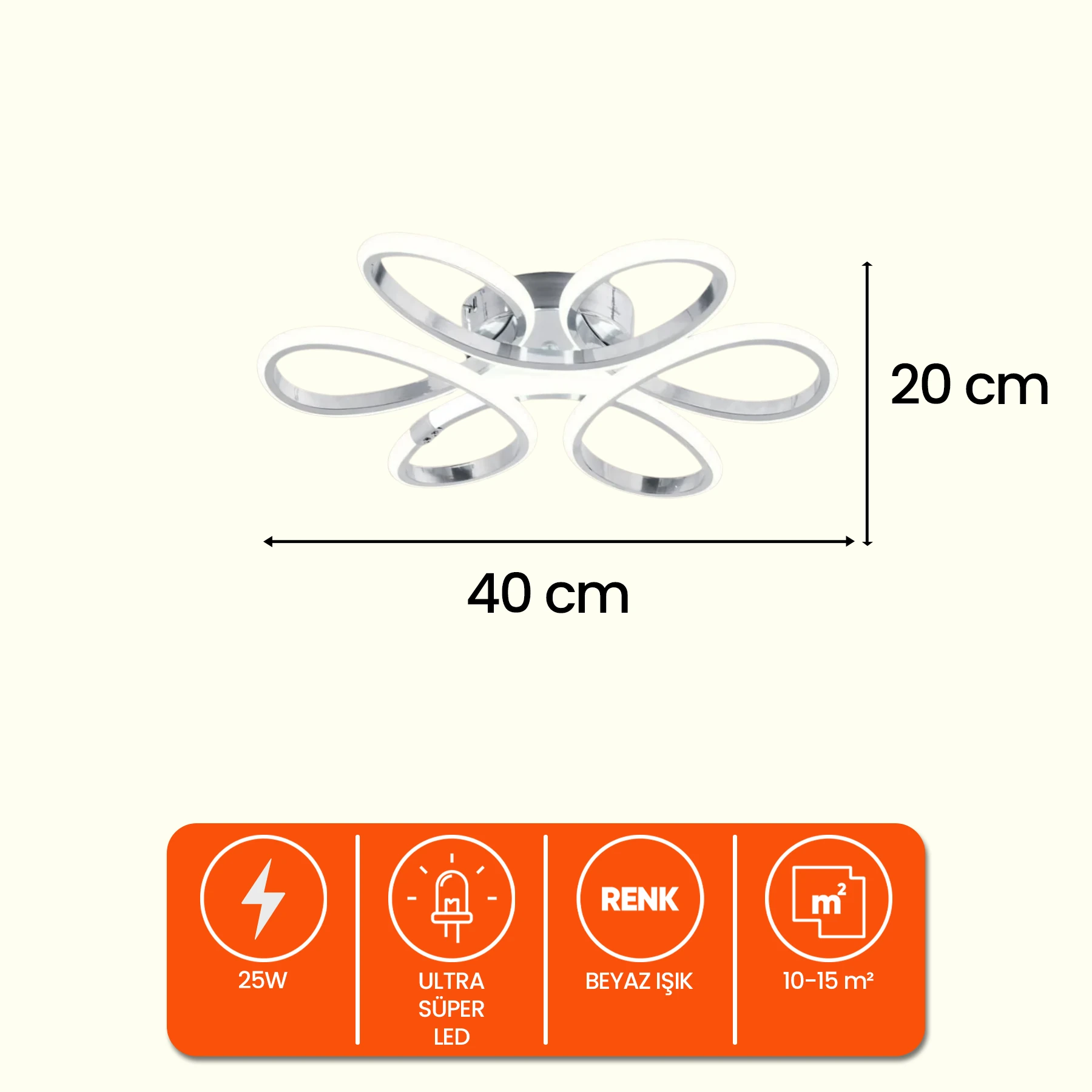 Stalya Plafonyer Modern Led Avize - Beyaz Işık