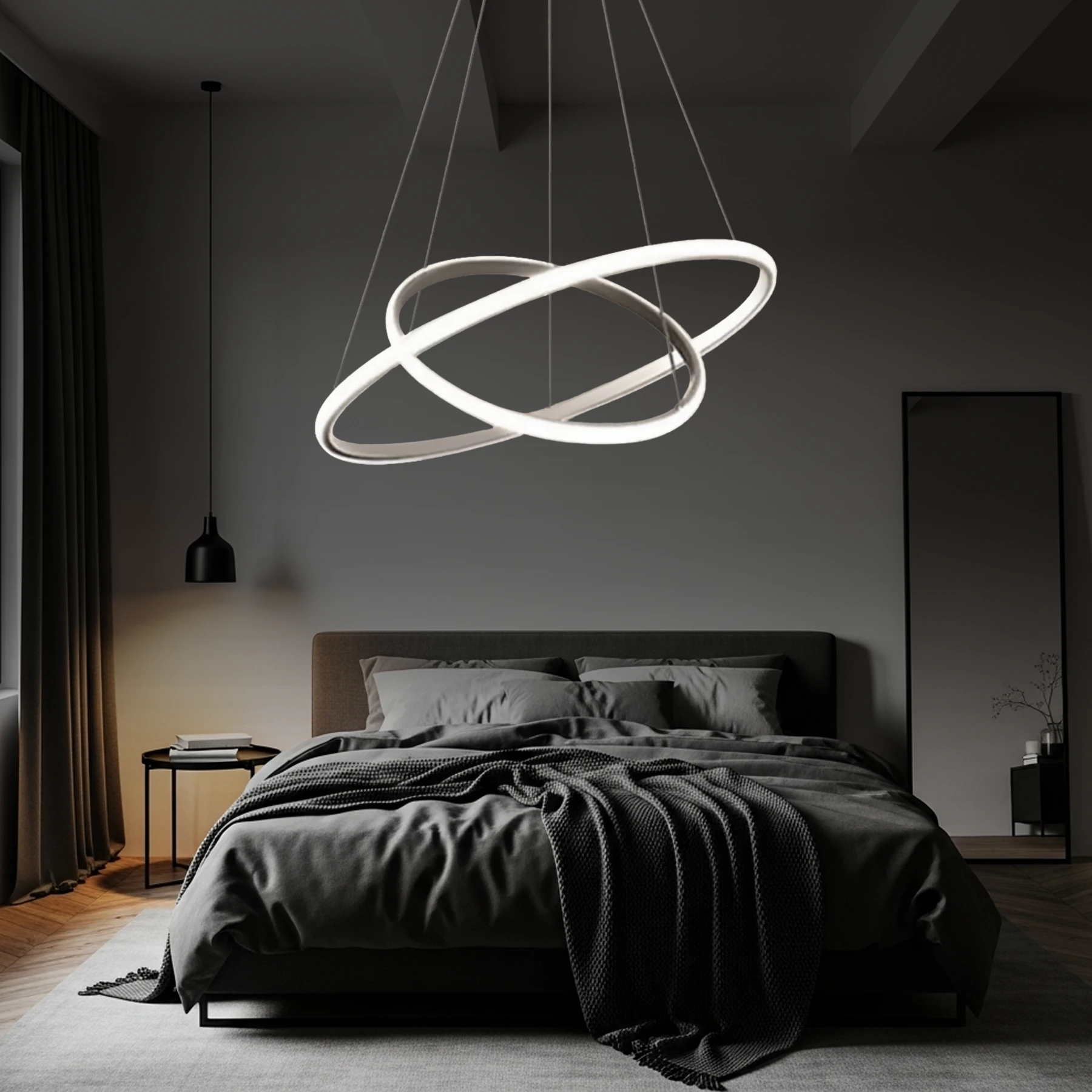 Alben Gri 2'li Modern Sarkıt Avize  - Beyaz Işık