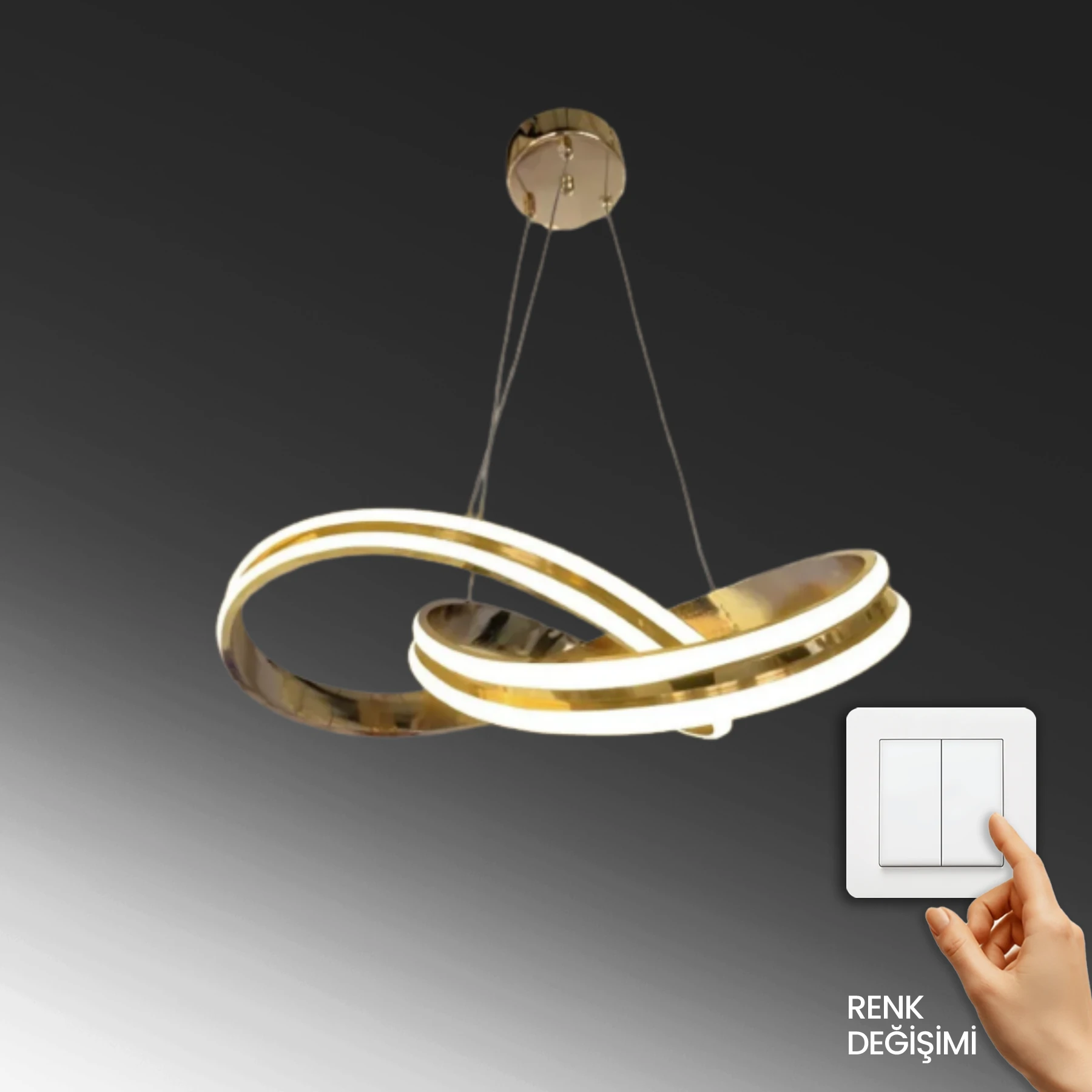 Asteris Modern Özel Tasarım Sarkıt Avize - 3 Renk Ledli