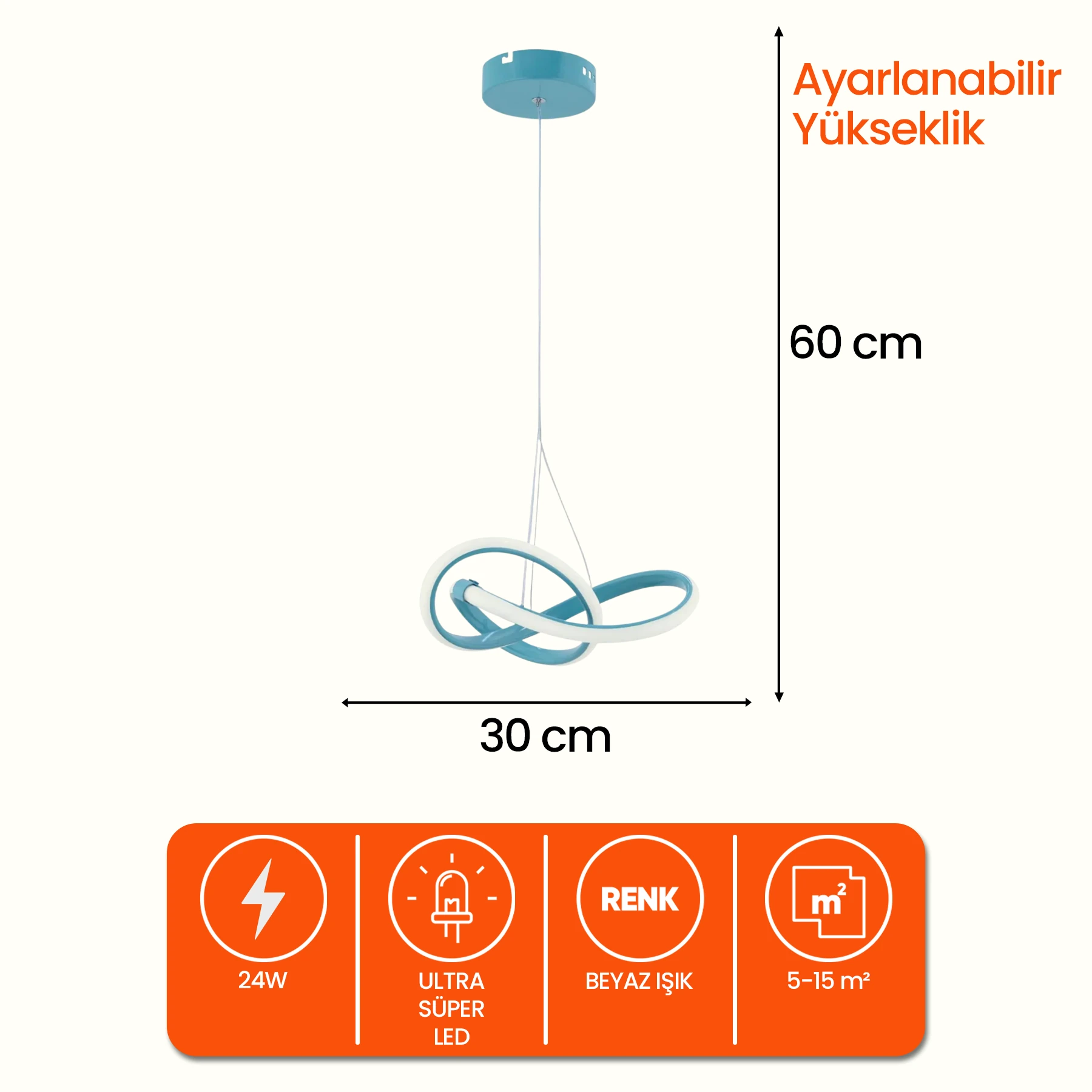 Bonana Modern Tasarım Led Sarkıt Avize - Beyaz Işık