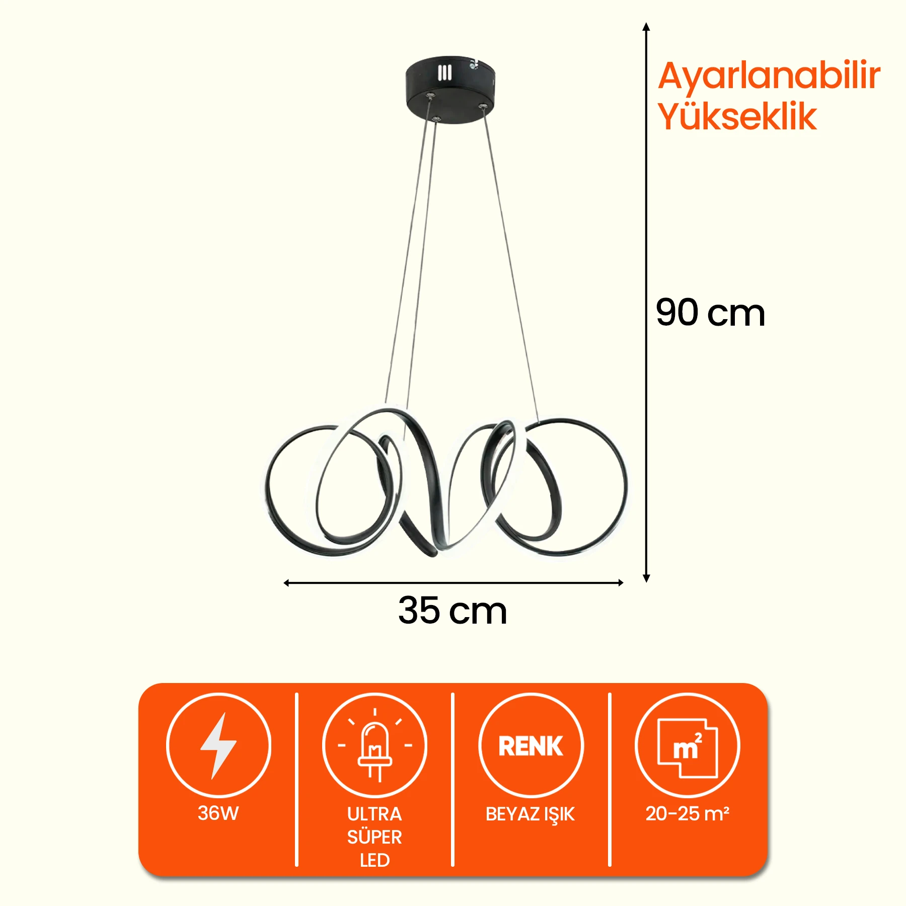 Endira Modern Sarkıt Led Avize - Beyaz Işık