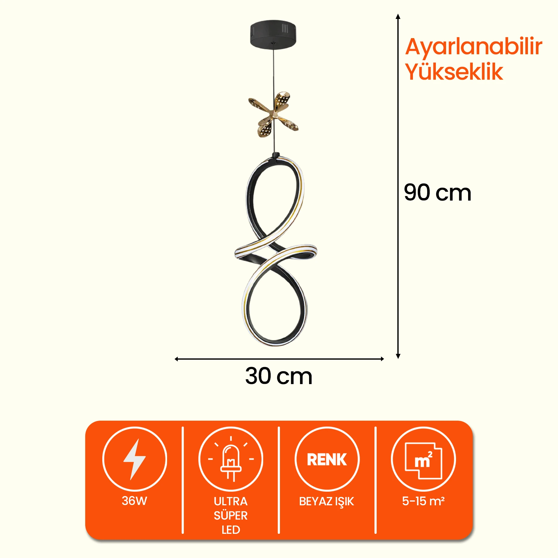 Bademo Modern Sarkıt Led Avize - Ultra Led Beyaz Işık