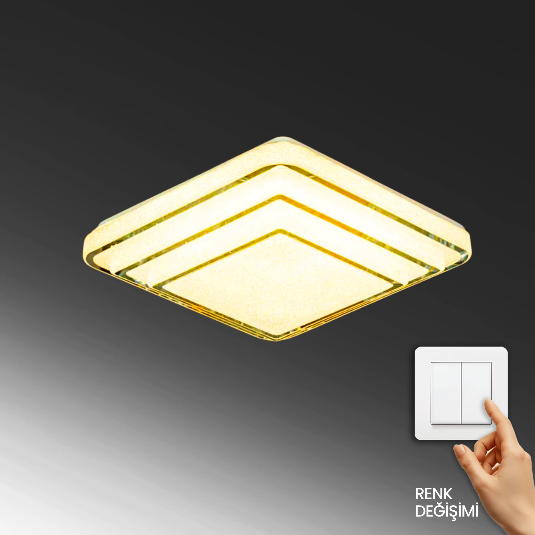 İnci Lüks Tasarım Plafonyer Led Avize - 3 Renk Ledli