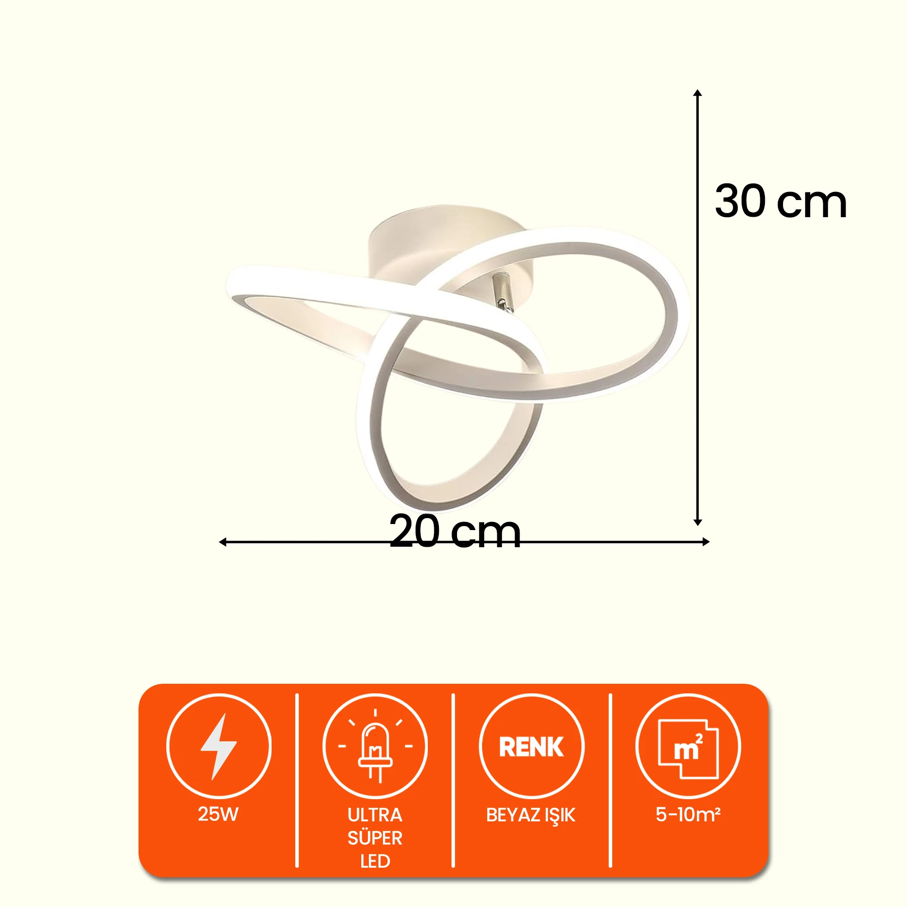 Elagant Modern Plafonyer Tekli Led Avize