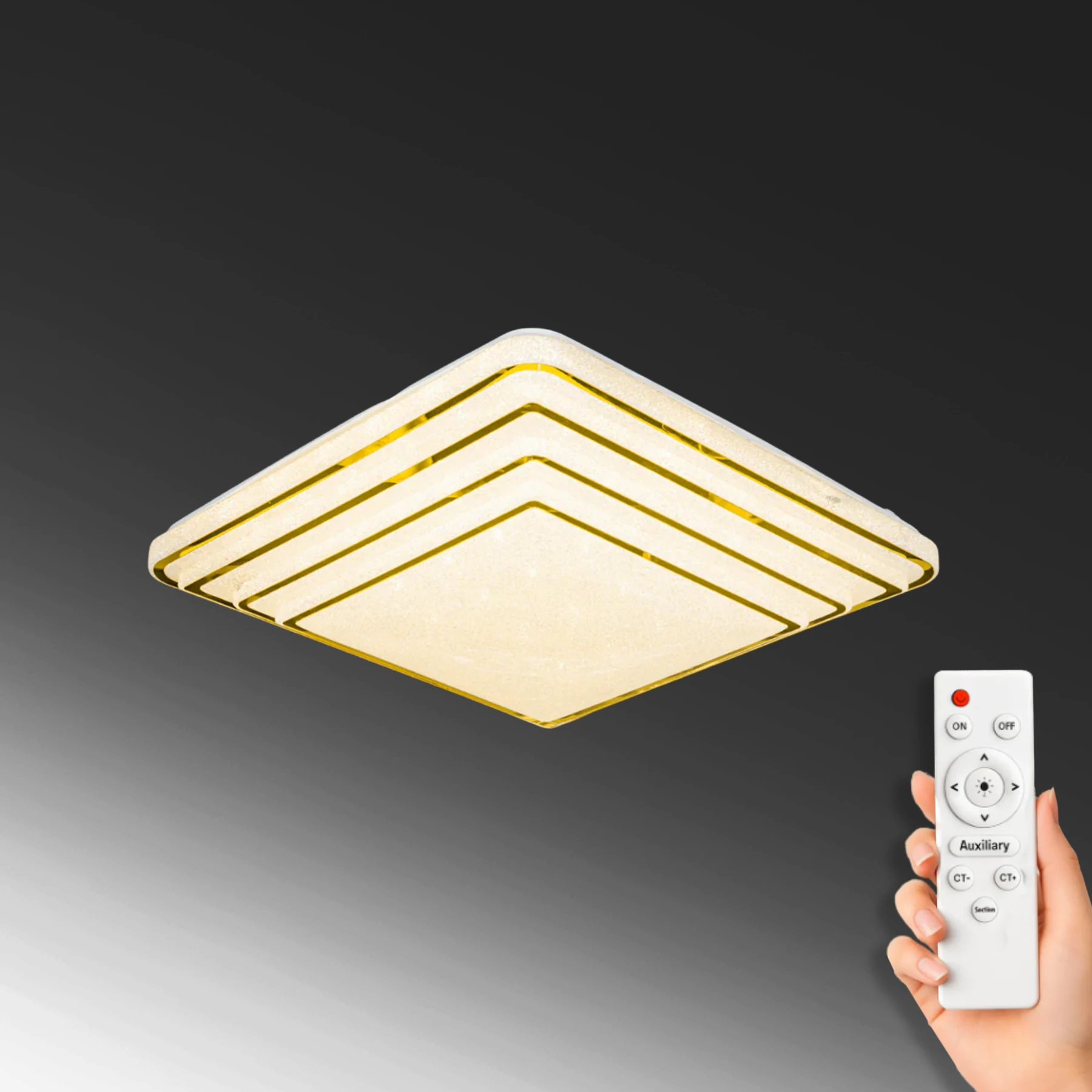 İnci Lüks Tasarım Kumandalı Plafonyer Led Avize - 3 Renk Ledli