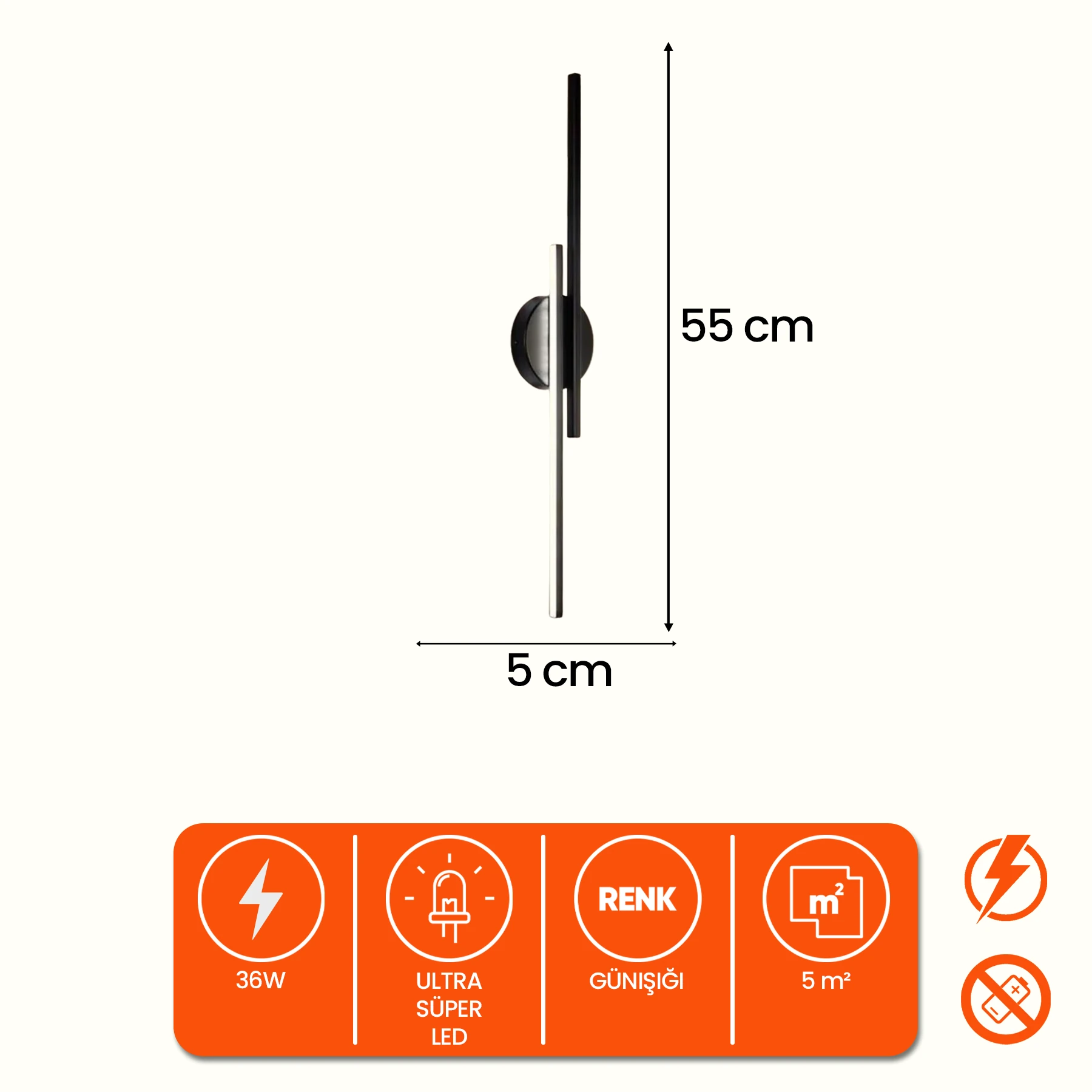 Adelya Siyah Modern Dekoratif Ledli Aplik - Günışığı