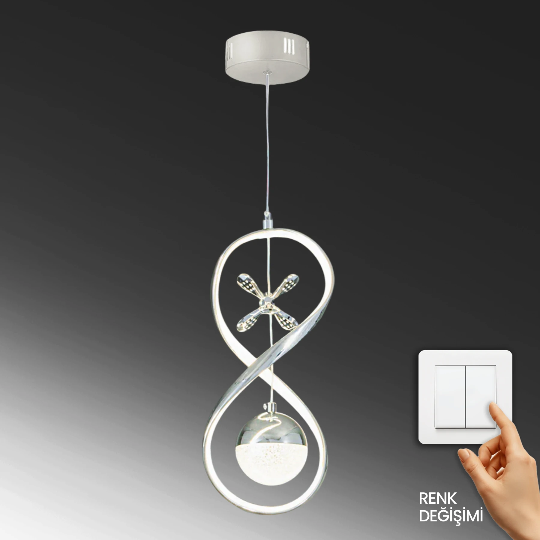 Massila Modern Özel Tasarım Sarkıt Led Avize - 3 Renk Ledli