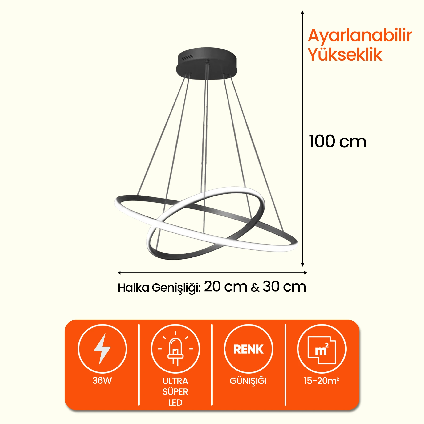Roben 2'li Modern Sarkıt Led Avize