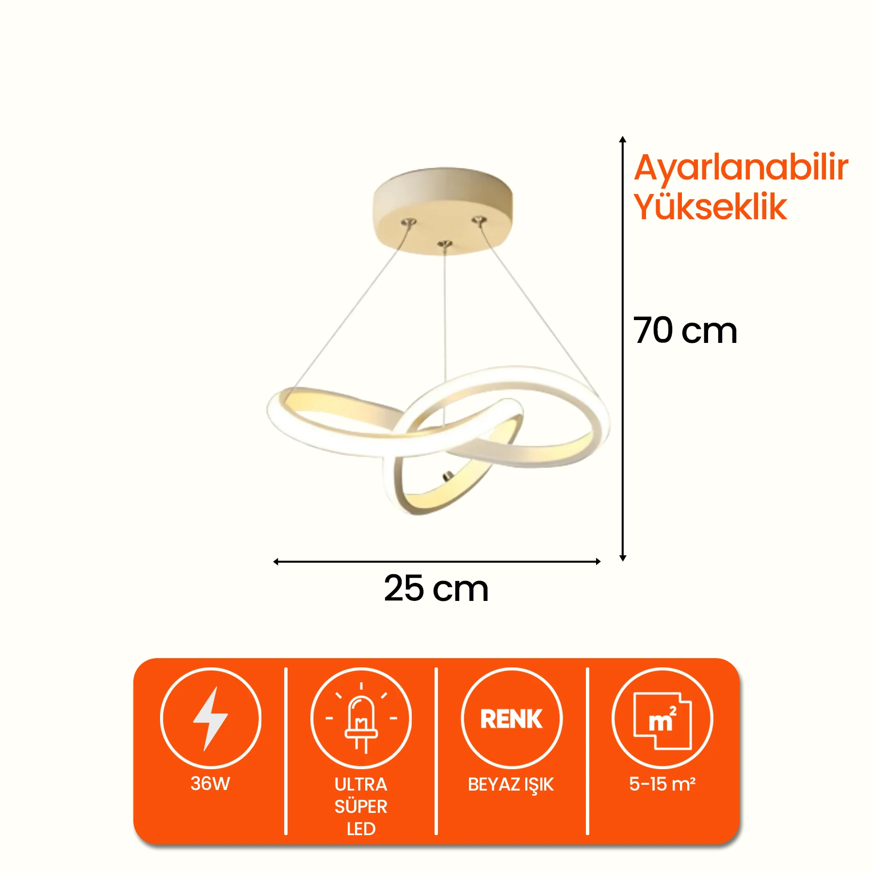 Auras Modern Sarkıt Avize - Ultra Led Beyaz Işık