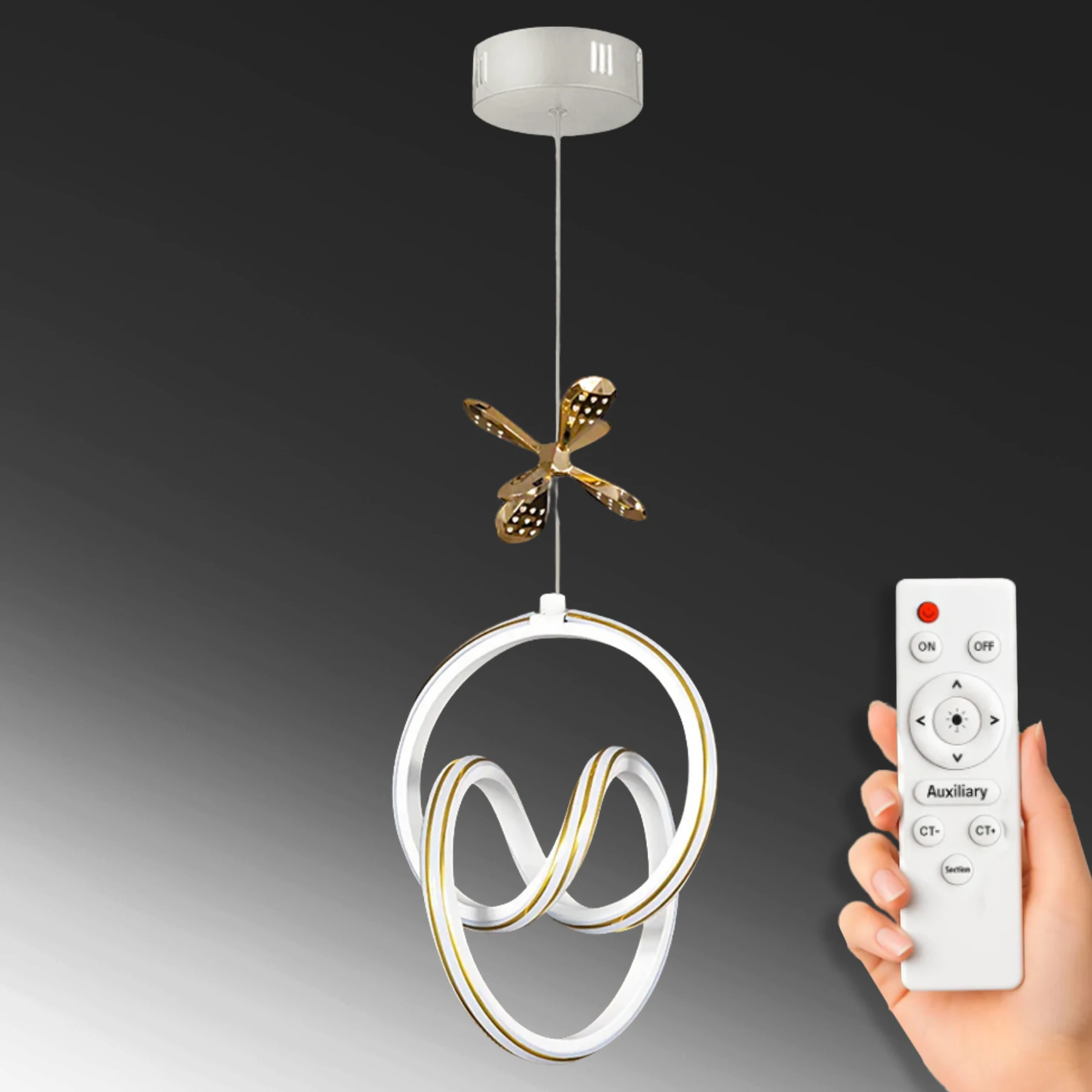 Yareva Kumandalı - Dİmmerli Sarkıt Led Avize - 3 Renk Ledli