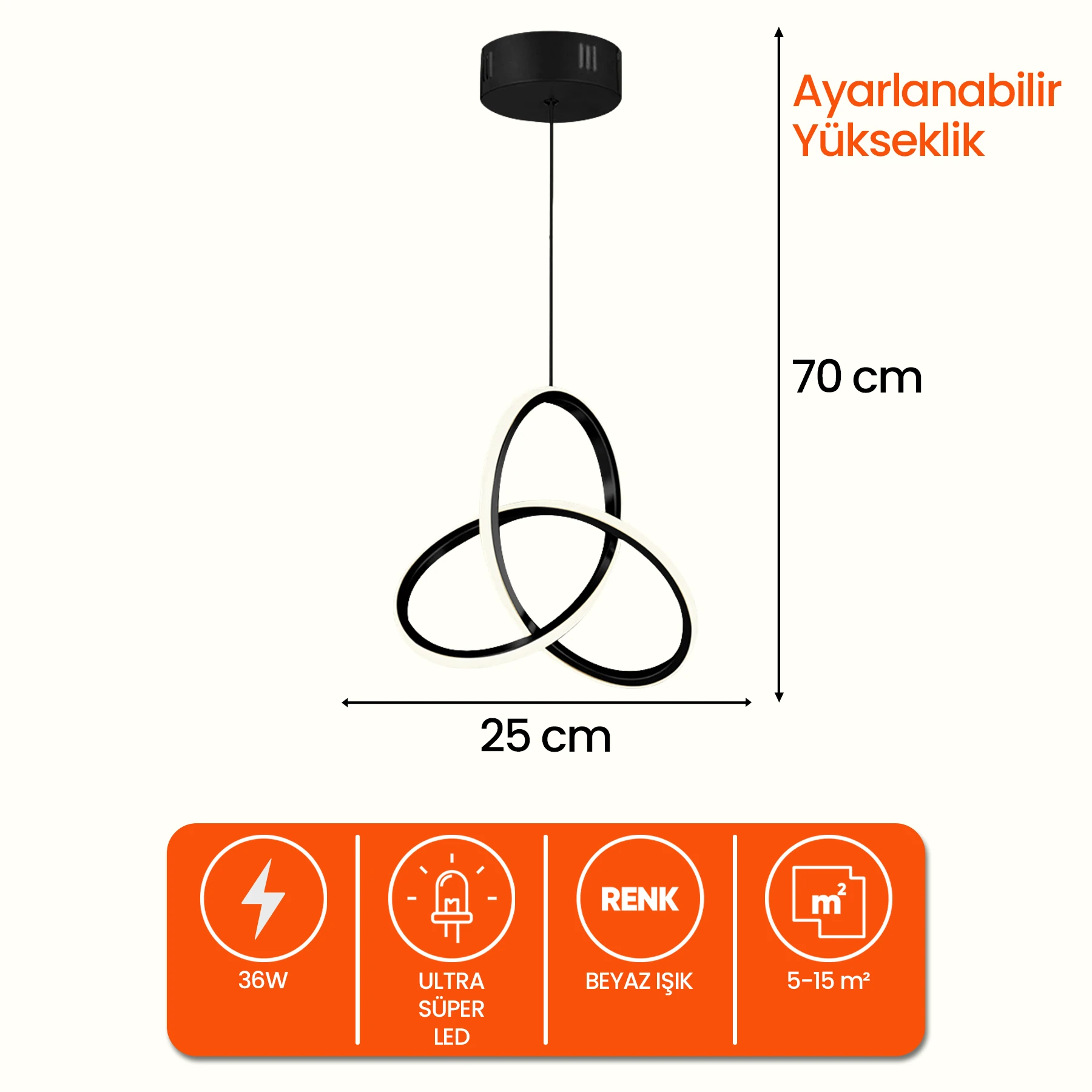 Asia Modern Tasarım Sarkıt Led Avize - Ultra Led Beyaz Işık