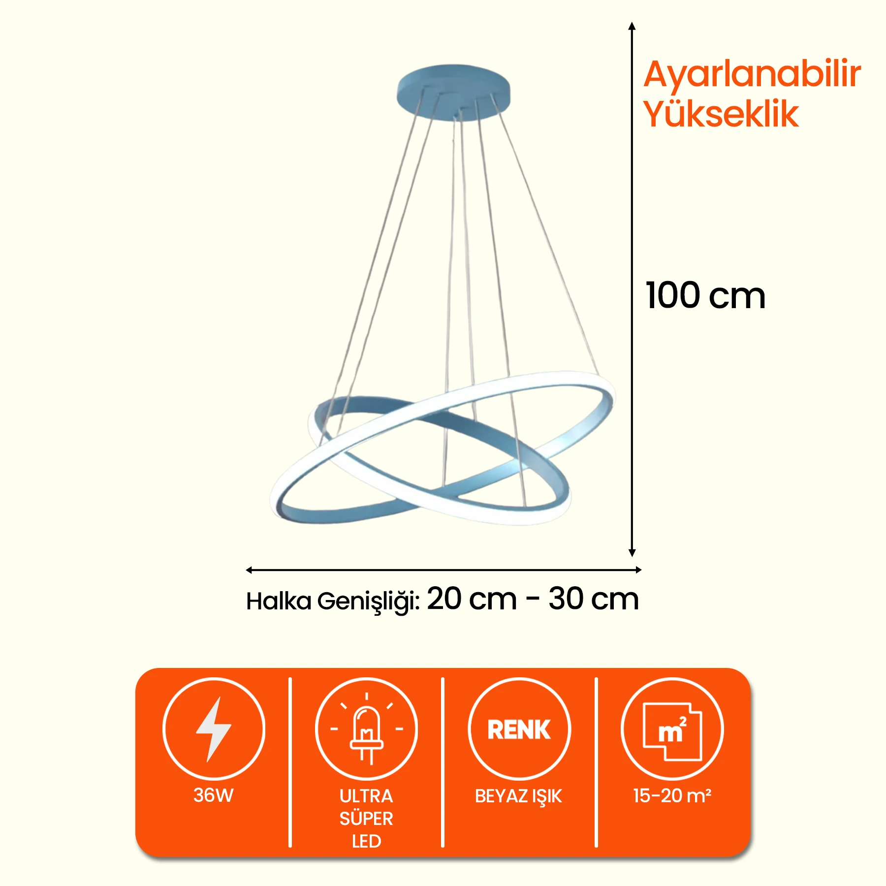 Roben 2'li Modern Sarkıt Led Avize