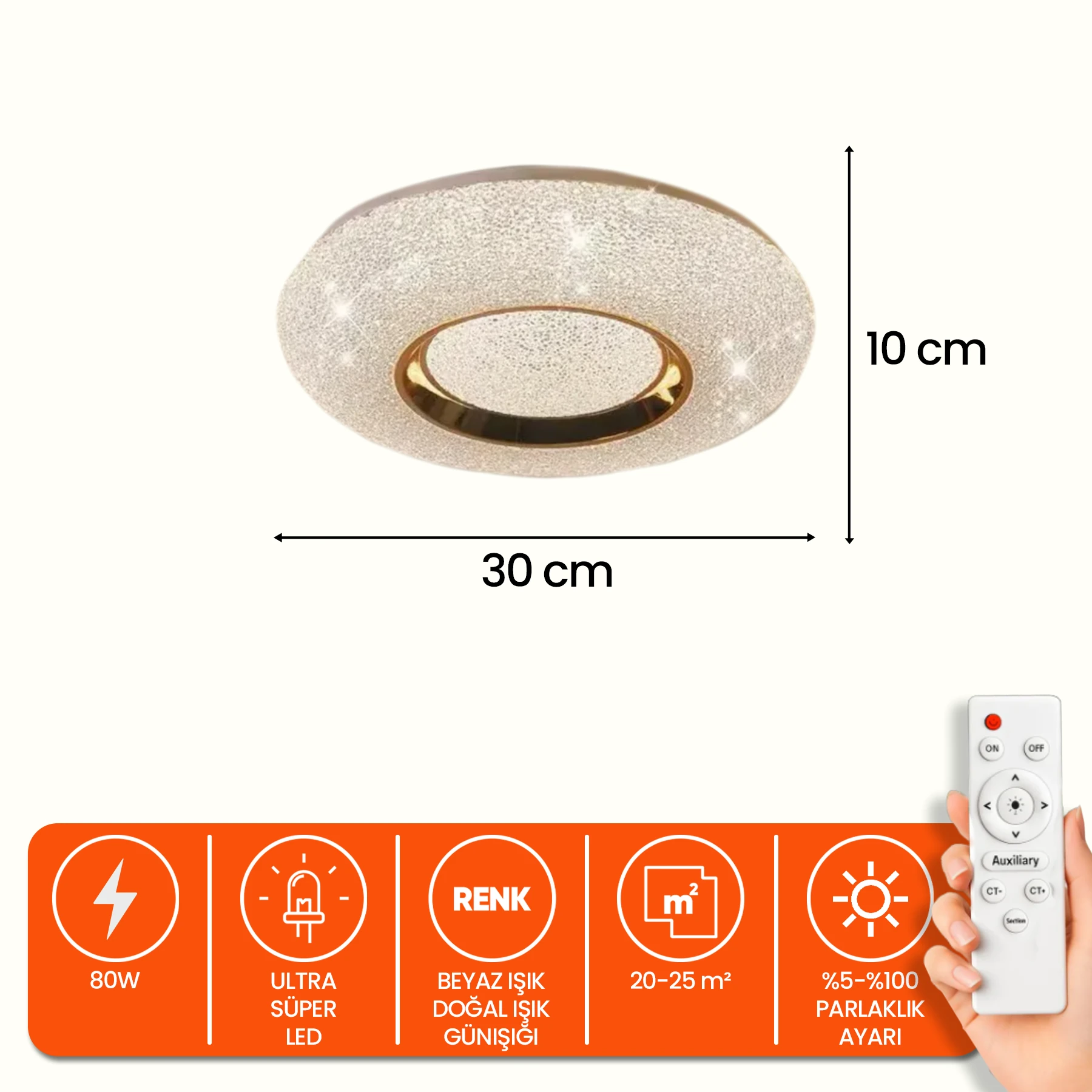 Laira Uzaktan Kumandalı Led Avize - 3 Renk Ledli