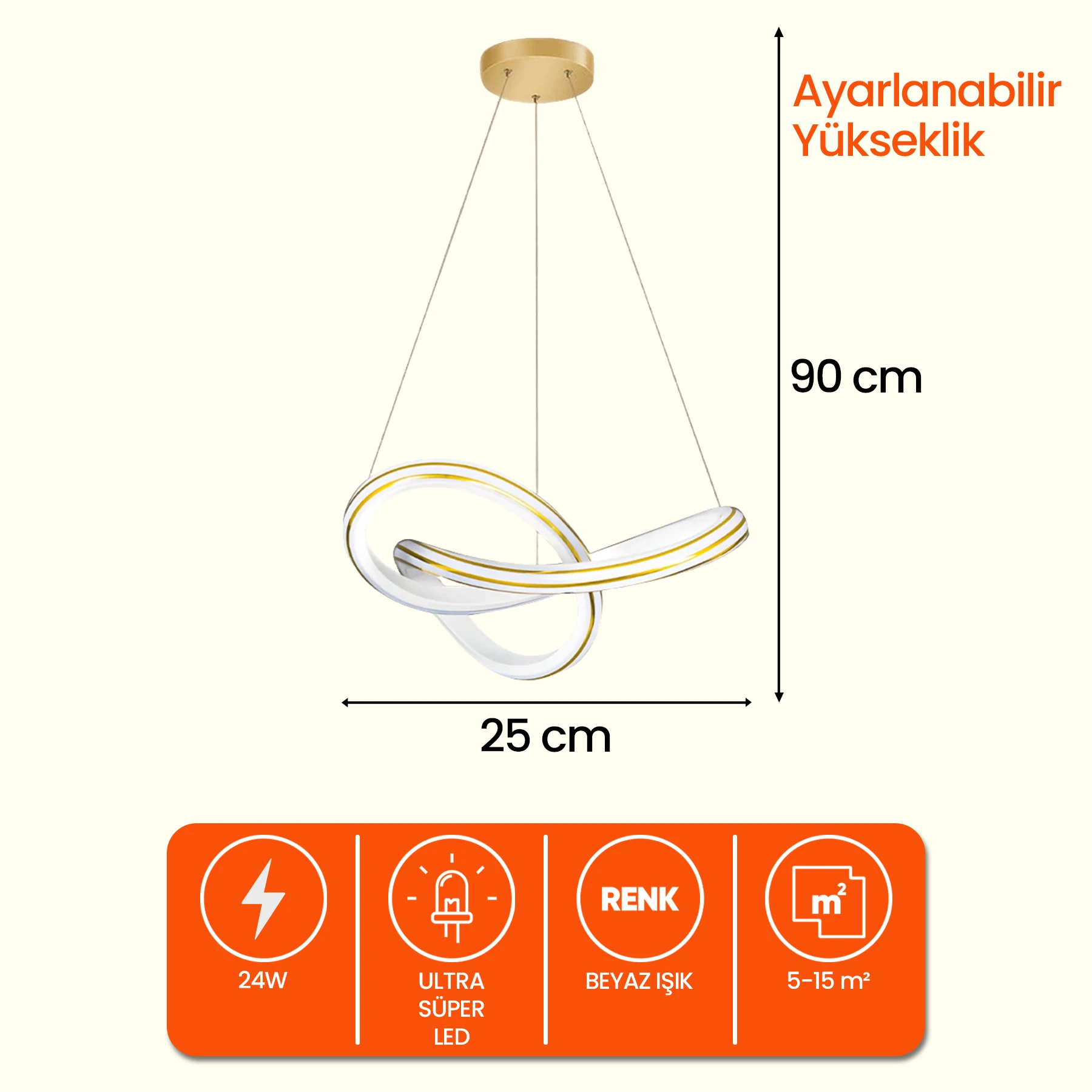 Aleyo Özel Tasarım Sarkıt Avize - Ultra Led Beyaz Işık