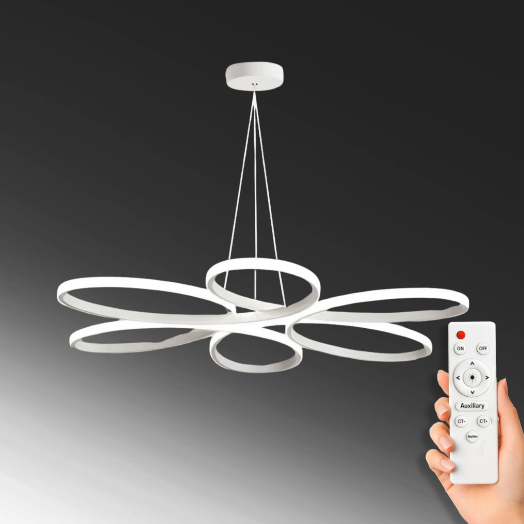 Nivul Modern Kumandalı - Dimmerli Sarkıt Led Avize - 3 Renk Ledli