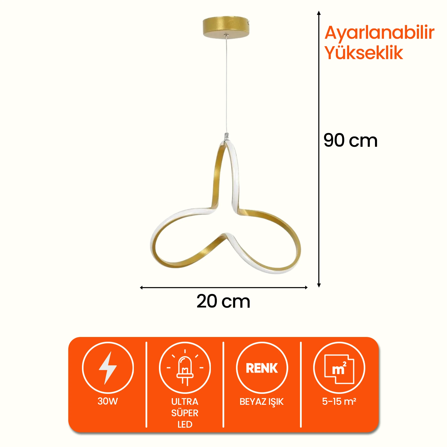 Clovia Tekli Sarkıt Led Avize - Ultra Led Beyaz Işık