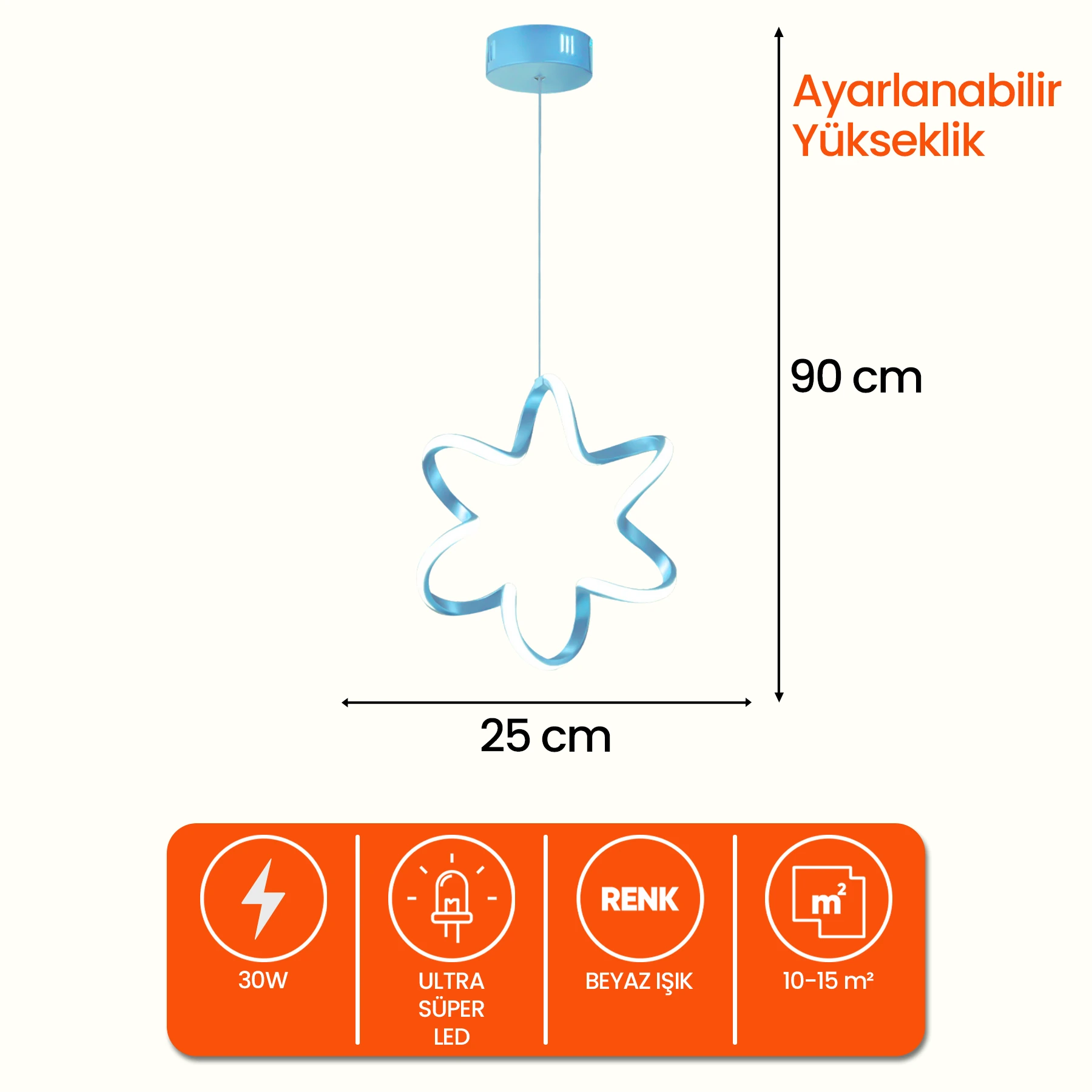 Yıldızzo Modern Tekli Sarkıt Led Avize