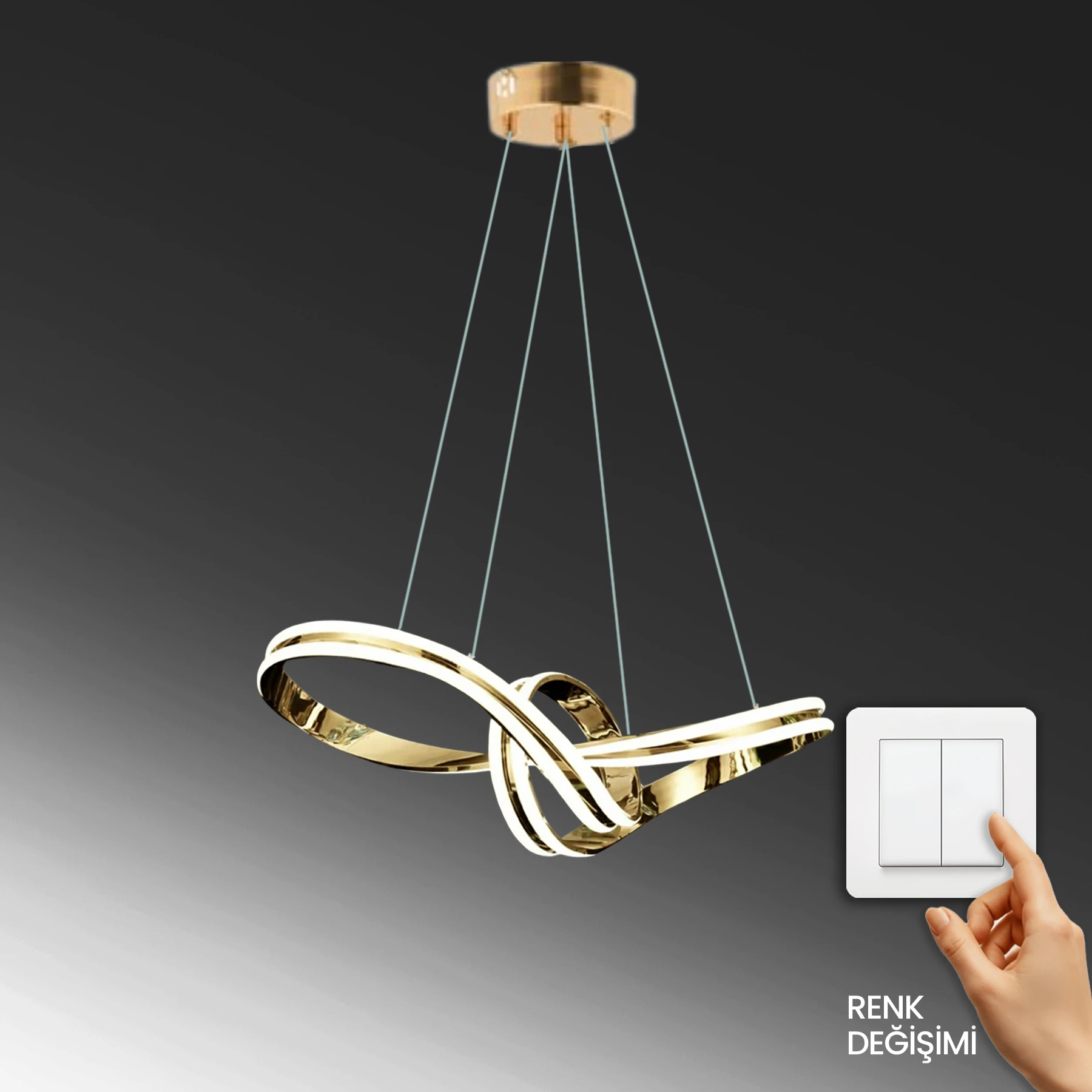 Papira Modern Özel Tasarım Sarkıt Led Avize - 3 Renk Ledli