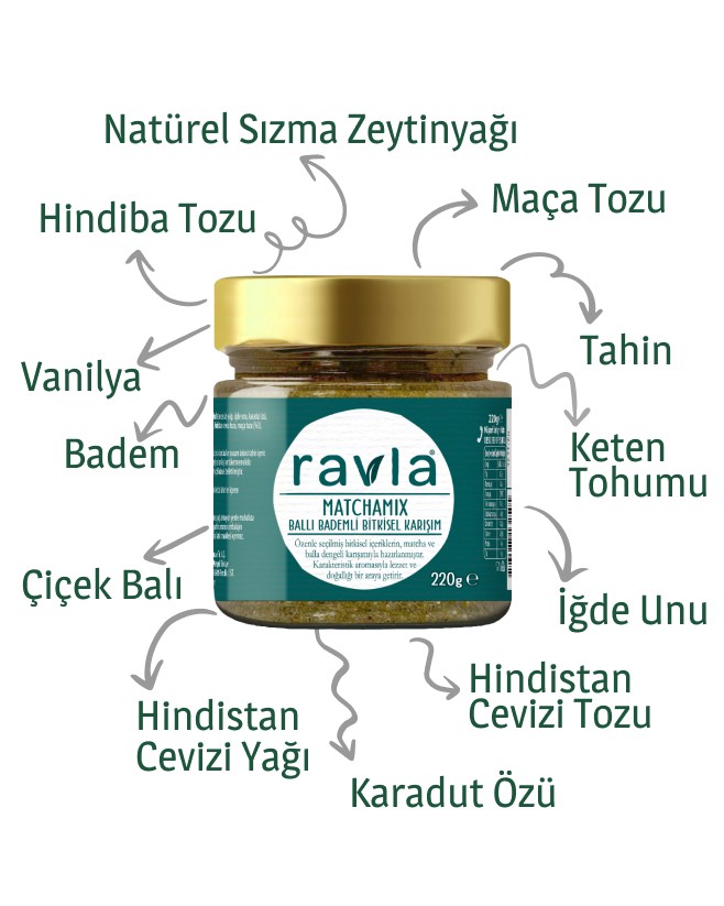 Ravla Matchamix Ballı Bademli Bitkisel Karışım - 220g