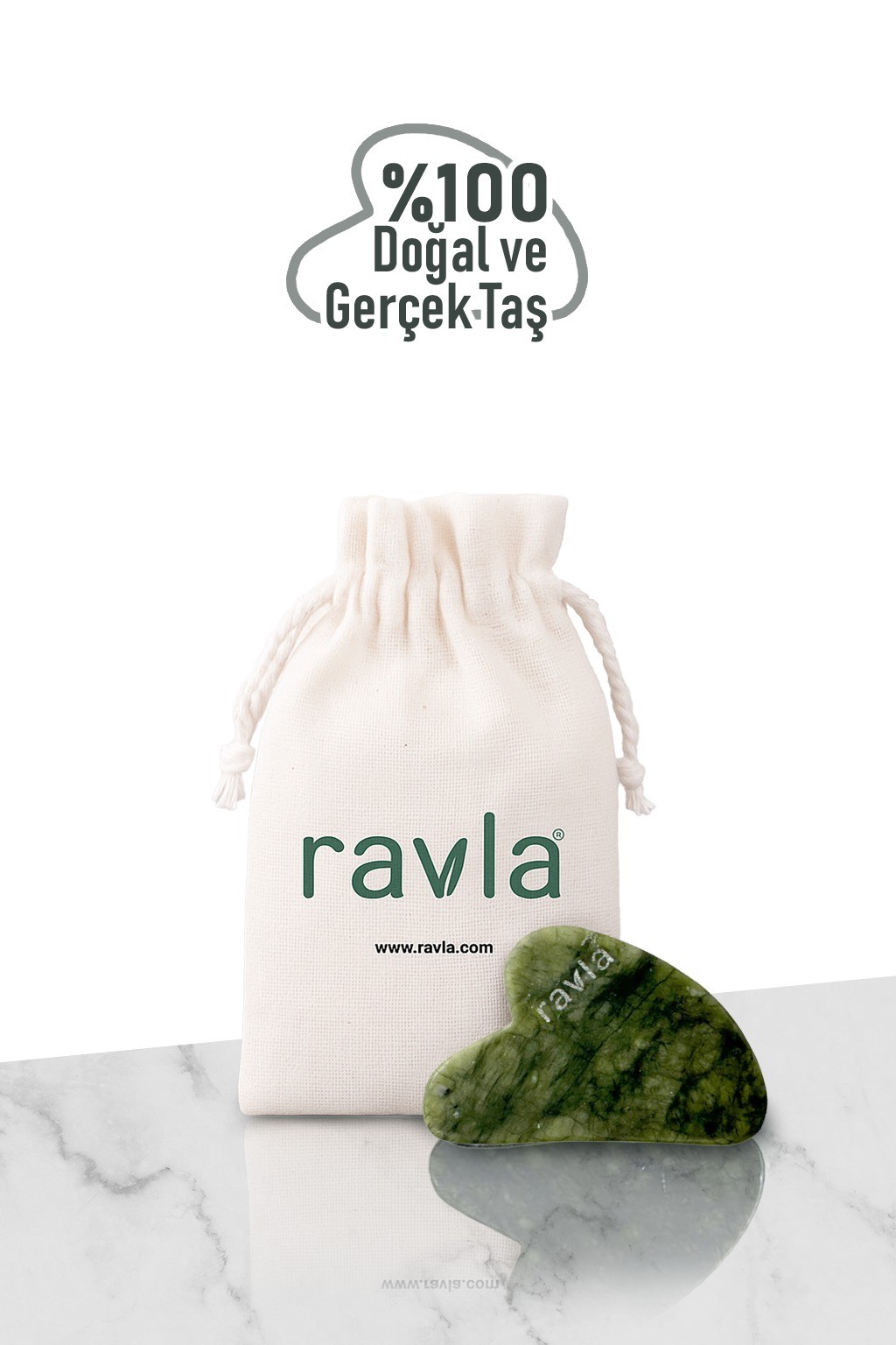 Ravla Yeşim Gua Sha Yüz Masaj Taşı
