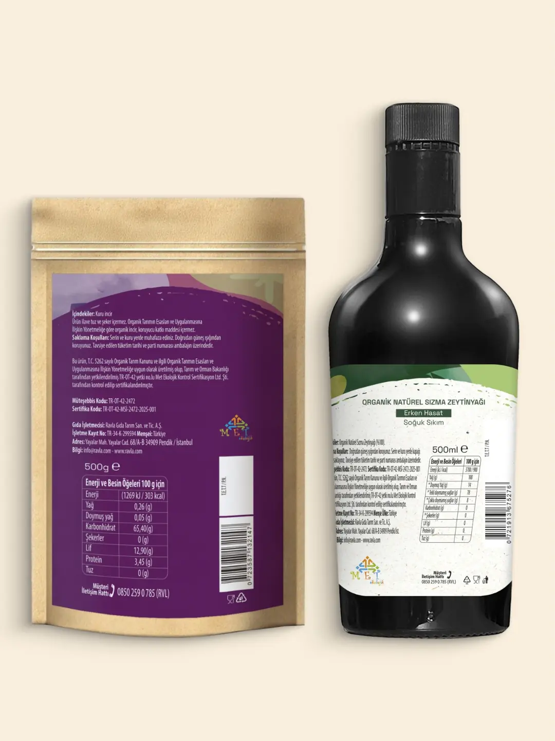2'li Ürün - Ravla Organik Erken Hasat Zeytinyağı – İçimlik 500 ml