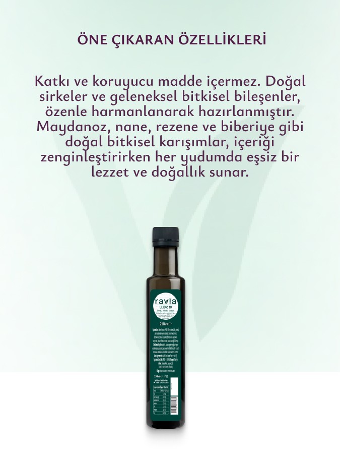 Ravla Detoks-10 Sirkeli Bitkisel İçecek - 250ml 